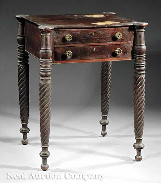 Appraisal: An American Classical Carved Cherrywood Work Table early th c