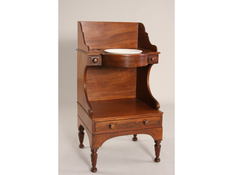 Appraisal: Classical Washstand American ca mahogany tall gallery with nicely shaped