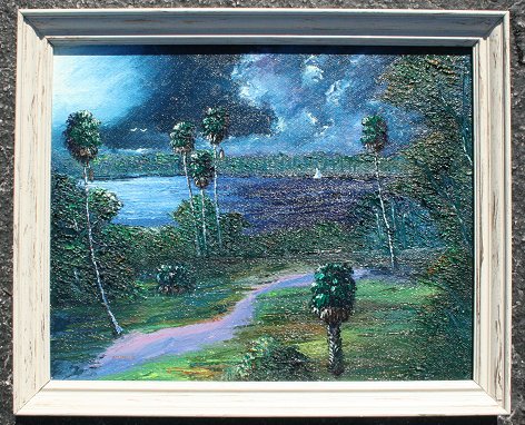 Appraisal: WHEELER Charles American th C Florida Highwaymen Landscape ''Moonlit Sailing''