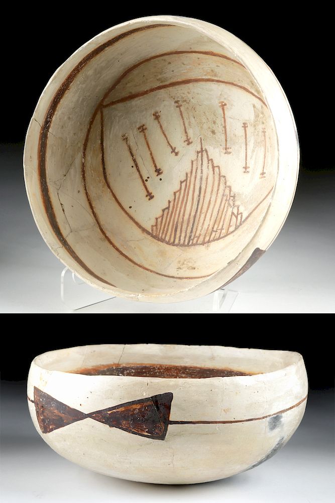 Appraisal: Prehistoric Anasazi Jeddito Black-on-Yellow Bowl Originally Listed At Native American