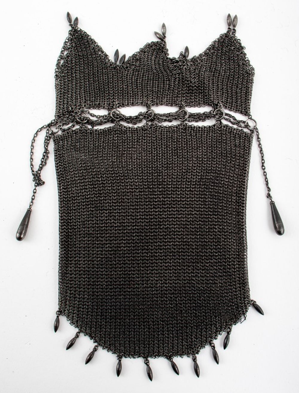 Appraisal: GERMAN ART DECO SILVER MESH RETICULE PURSE German Art Deco