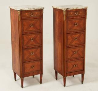 Appraisal: PAIR OF LOUIS XV MARQUETRY AND BRONZE MOUNTED COMMODES PAIR