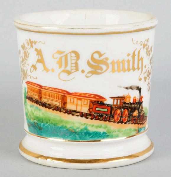 Appraisal: Locomotive Shaving Mug Gilt name A B Smith Nice detail