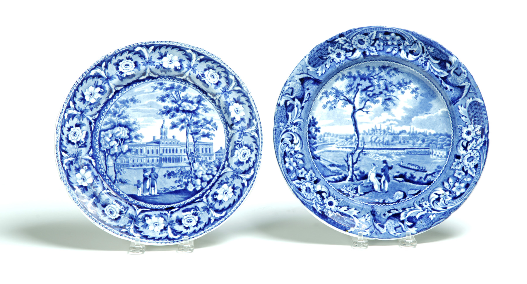 Appraisal: TWO AMERICAN SCENE STAFFORDSHIRE PLATES England nd quarter- th century