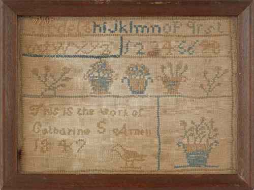 Appraisal: Catherine S Arnell's needlework sampler dated x