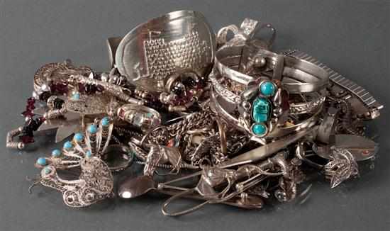 Appraisal: Assorted silver jewelry including sterling and lower grade silver ozt