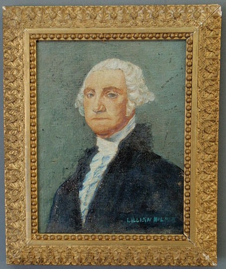 Appraisal: Oil on board portrait of George Washington signed Lillian Holmen