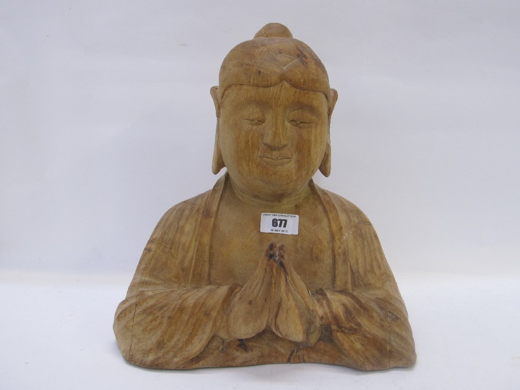 Appraisal: Chinese carved wood figure of a buddha