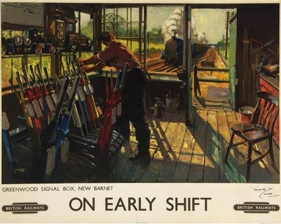 Appraisal: CUNEO TerenceON EARLY SHIFT British Railways lithograph in colours condition