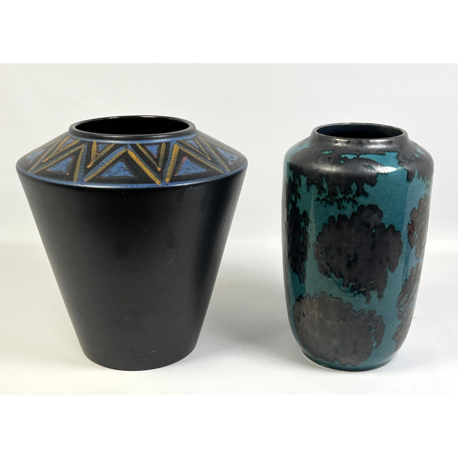 Appraisal: pc WEST GERMAN Modernist Pottery Vases Both with black and