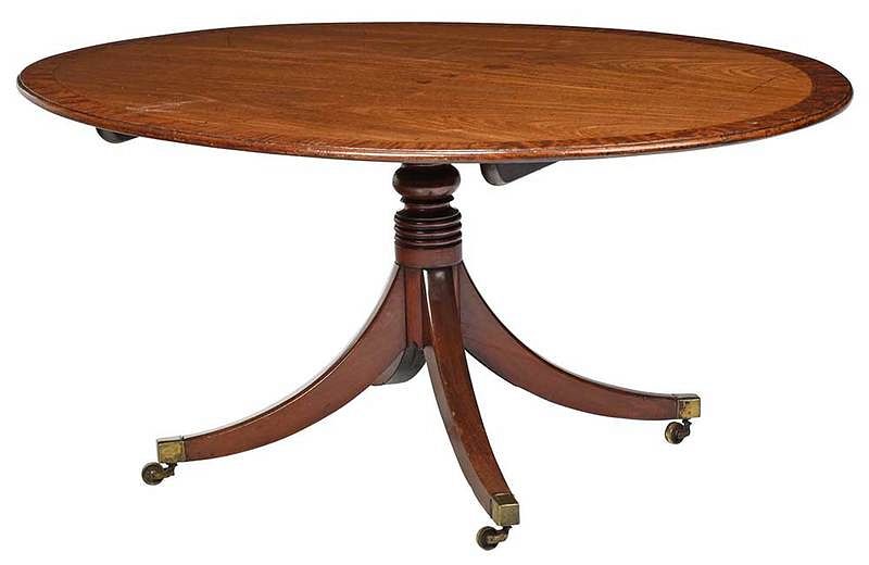 Appraisal: Regency Mahogany and Burlwood Breakfast Table British th century tilt