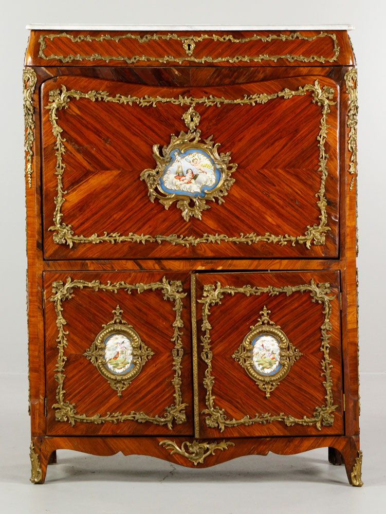 Appraisal: - th C French Marble Top Secretaire Abattant th century