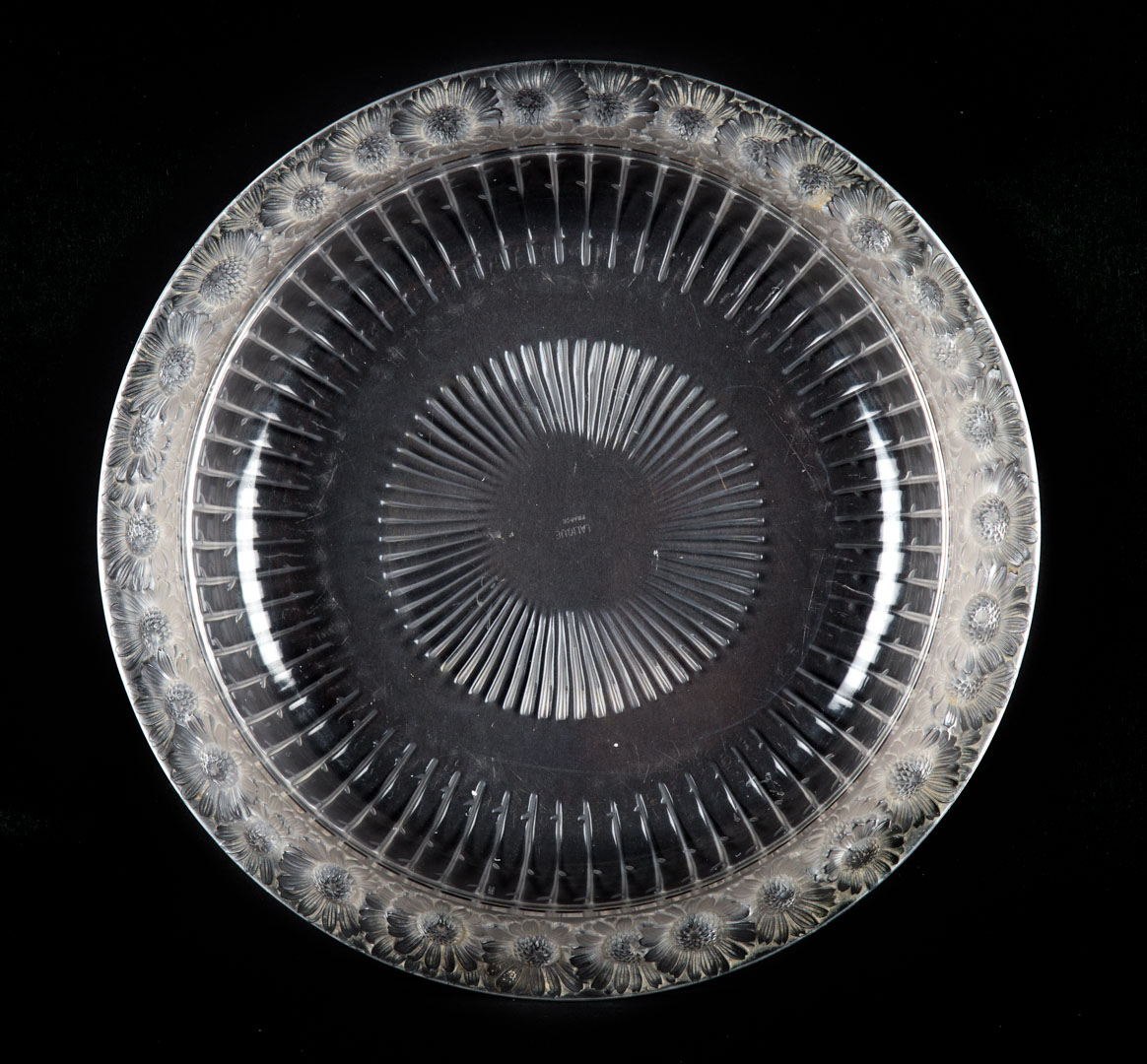 Appraisal: Lalique partially frosted crystal Marguerites bowl circa s acid etched