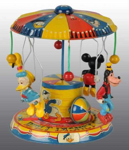 Appraisal: Tin Linemar Disney Character Carousel Wind-Up Toy Description Japanese Working