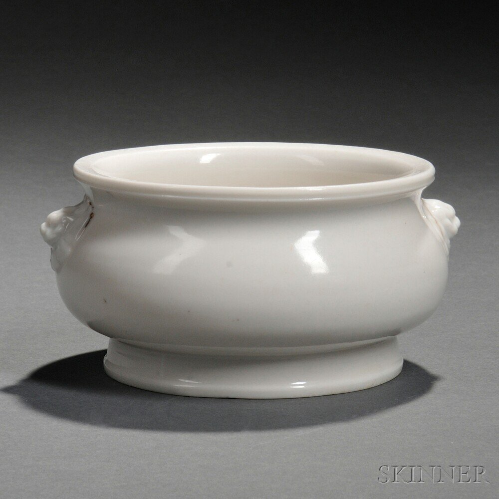 Appraisal: Blanc-de-Chine Censer China th century the squat form decorated with