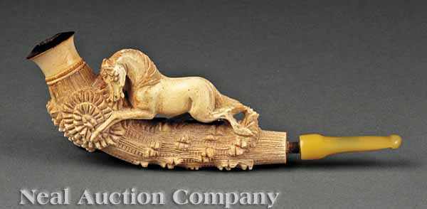 Appraisal: A Carved Figural Meerschaum Pipe depicting a galloping horse in