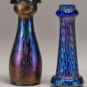 Appraisal: Art Nouveau Austrian Early th Century Two Vases iridescent glass