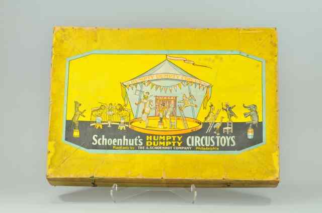 Appraisal: SCHOENHUT HUMPTY DUMPTY CIRCUS BOX Rare lithographed set box for