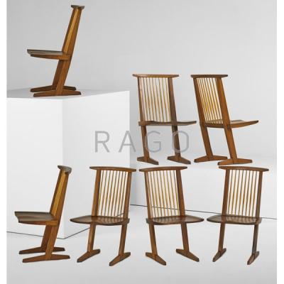 Appraisal: GEORGE NAKASHIMA Six Conoid dining chairs Condition Report