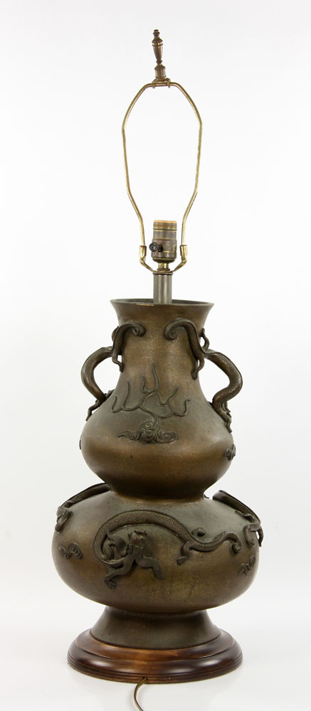 Appraisal: - th C Japanese Bronze Lamp th century Japanese lamp