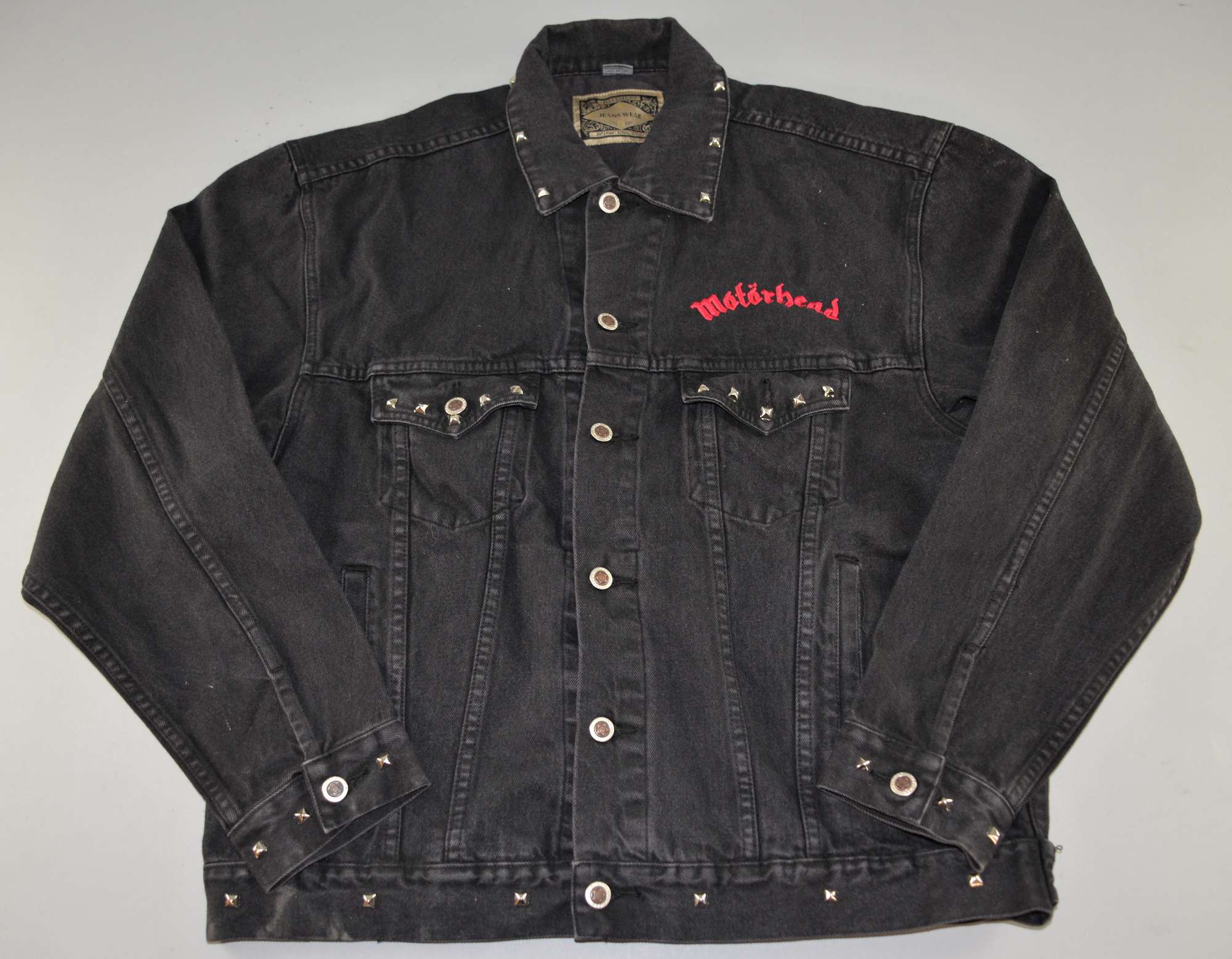 Appraisal: Motorhead Black Denim Jacket with studded collar cuffs made by