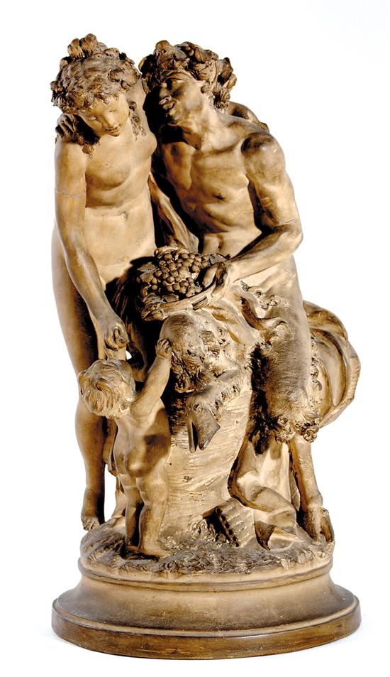 Appraisal: Claude Michele Clodion after French - FAUNS AND BACCHANTE terracotta