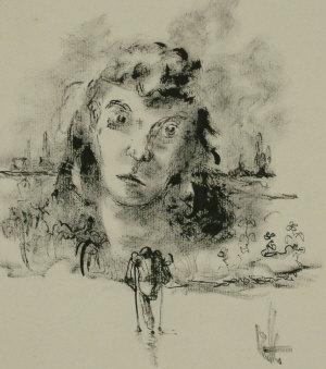 Appraisal: Circle of Mervyn Peake - - Head with figure pen