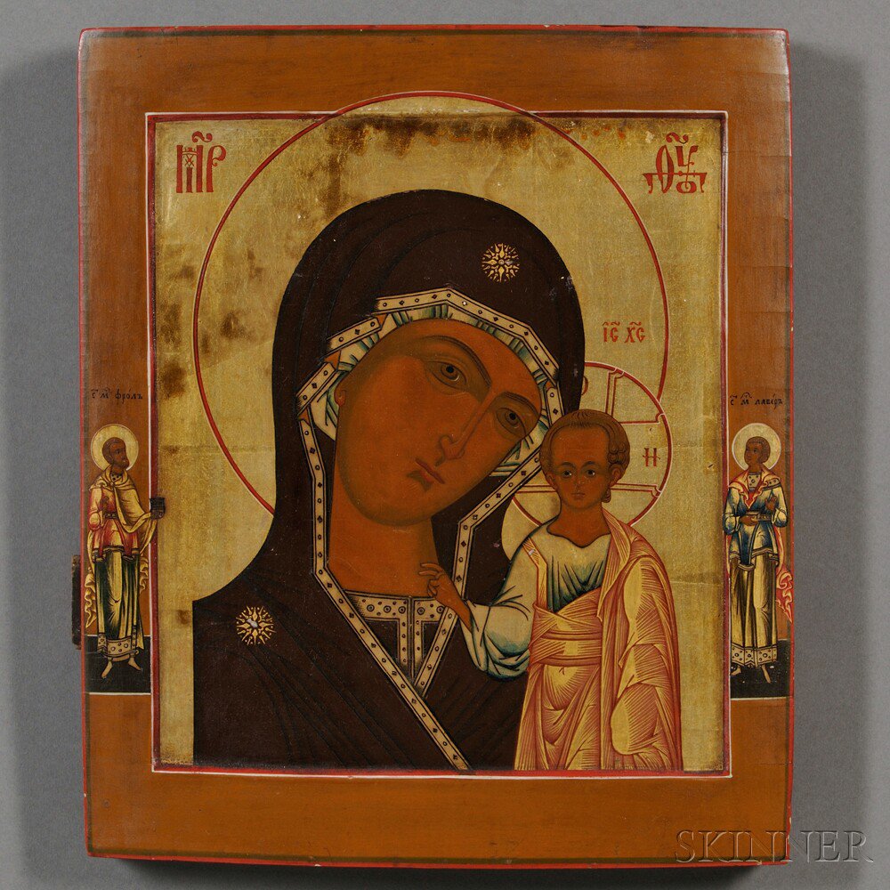 Appraisal: Russian Icon Depicting Our Lady of Kazan c the kovcheg