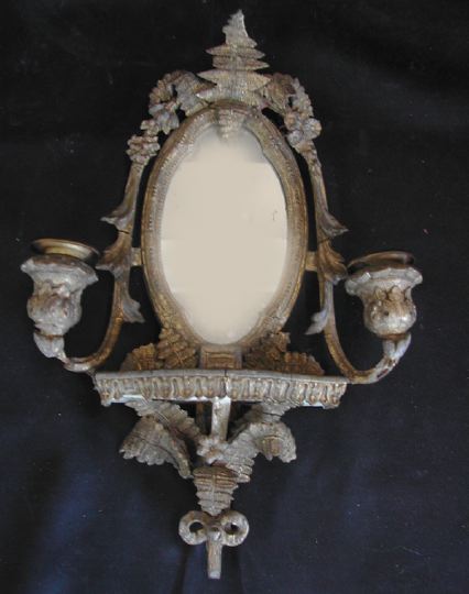 Appraisal: Napoleon III Carved Giltwood and Plaster Two-Light Girandole Applique of