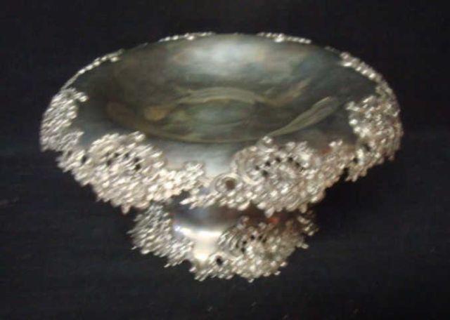 Appraisal: Tiffany Makers Sterling Tazza Very fine ornate flower pattern From