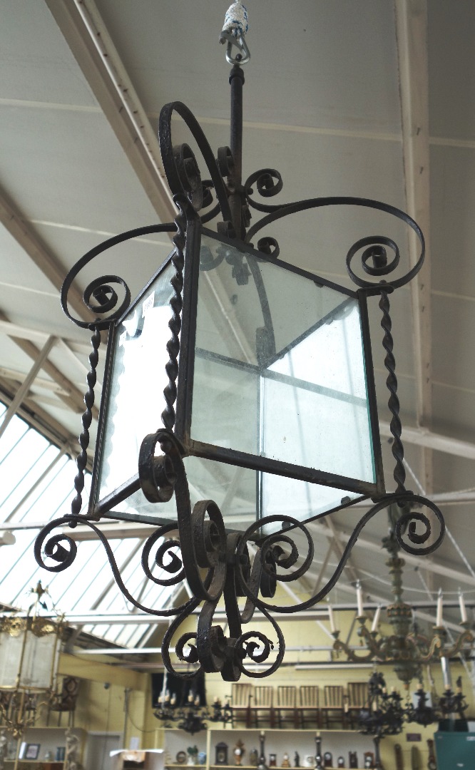 Appraisal: A th century wrought iron hall lantern cm high