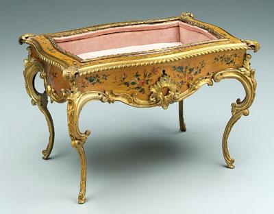 Appraisal: Louis XV style miniature vitrine serpentine sides with hand painted