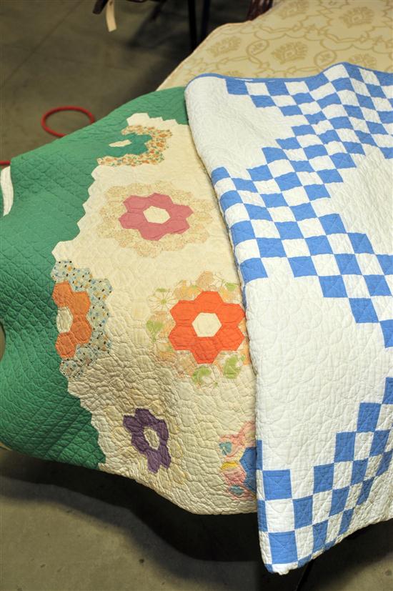 Appraisal: TWO QUILTS American th century cotton Blue and white quilt