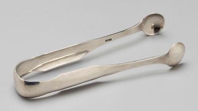 Appraisal: North Carolina coin silver tongs fiddle handles oval terminals marked