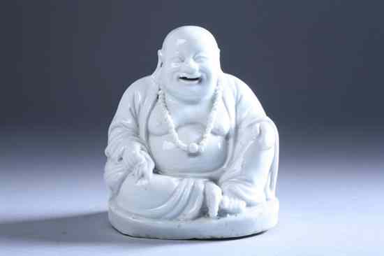 Appraisal: CHINESE BLANC-DE-CHINE PORCELAIN FIGURE OF ''MILE'' BUDDHA Qing Dynasty -