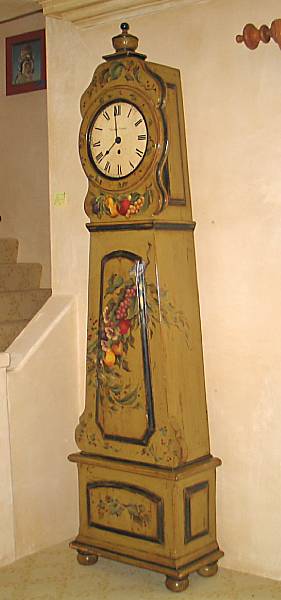 Appraisal: A Continental Rococo style paint decorated tall case clock height