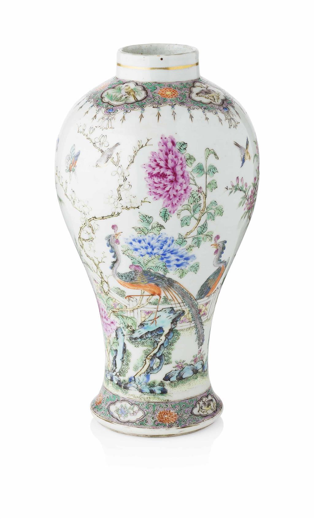 Appraisal: FAMILLE ROSE MEIPING VASE TH CENTURY QING DYNASTY finely painted