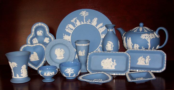 Appraisal: Fourteen-Piece Group of Wedgwood Pale Blue Jasperware ca 's- 's