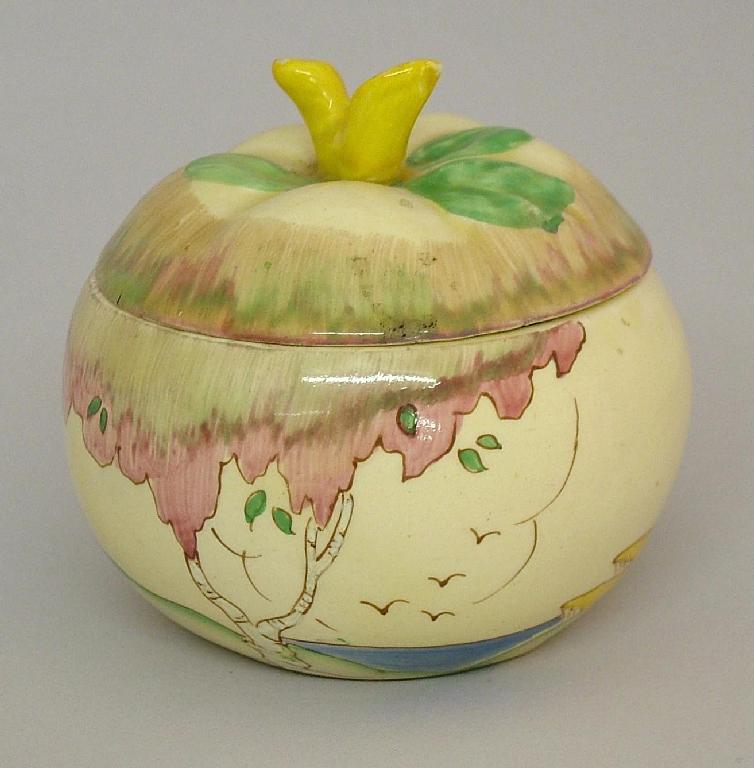 Appraisal: Pink Taormina' apple preserve pot and cover high chip and