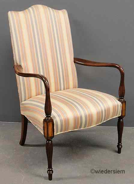 Appraisal: Sheraton style mahogany open armchair ''h x ''w x ''d