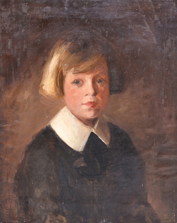 Appraisal: American late th -early th century oil on canvas Boy