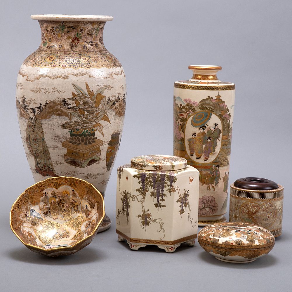 Appraisal: Group of Japanese Meiji Period Satsuma Pieces A large group