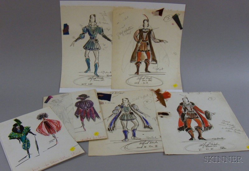 Appraisal: Twenty Unframed Broadway and Other Costume Designs s- s including