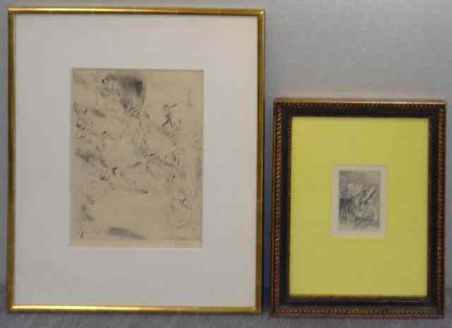 Appraisal: Two Etchings PASCIN RENIOR Pascin drypoint etching - ''Charmante Soiree