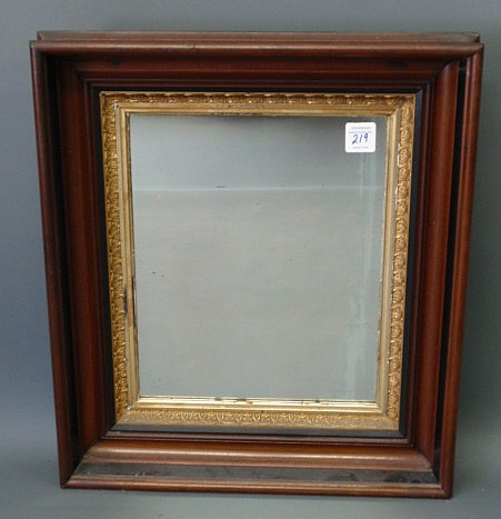 Appraisal: Victorian mirror with walnut and gilt frame x