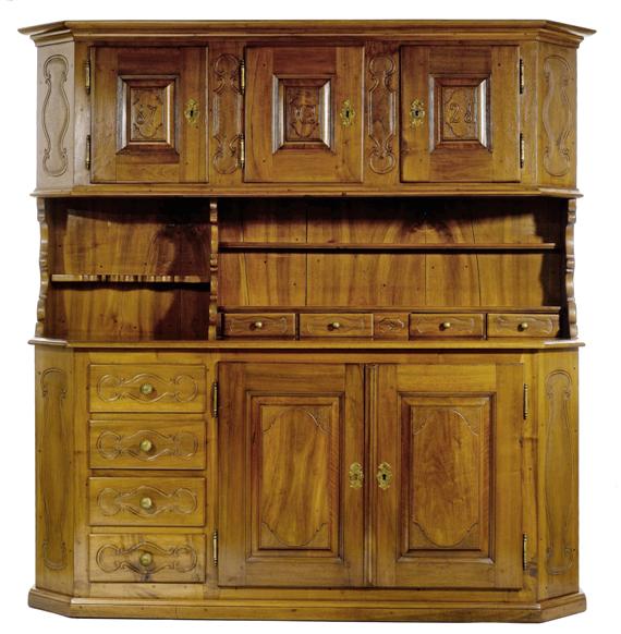 Appraisal: BUFFET Baroque style dat and monogrammed HJ Carved walnut Brass