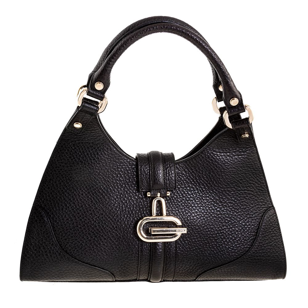 Appraisal: A Gucci Junco Shoulder Bag A black leather Gucci Junco