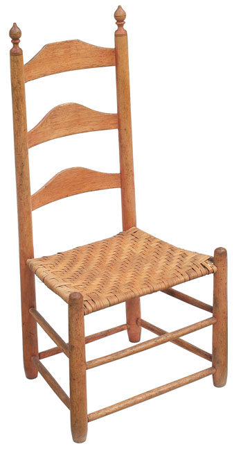 Appraisal: Shaker side chair North Union community ladder-back form with replaced