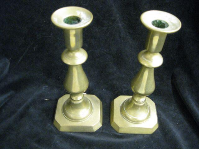 Appraisal: Pair of Push-Up Brass Candlesticks th century