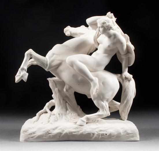 Appraisal: Victorian parian group of a mounted amazon warrior probably Copeland